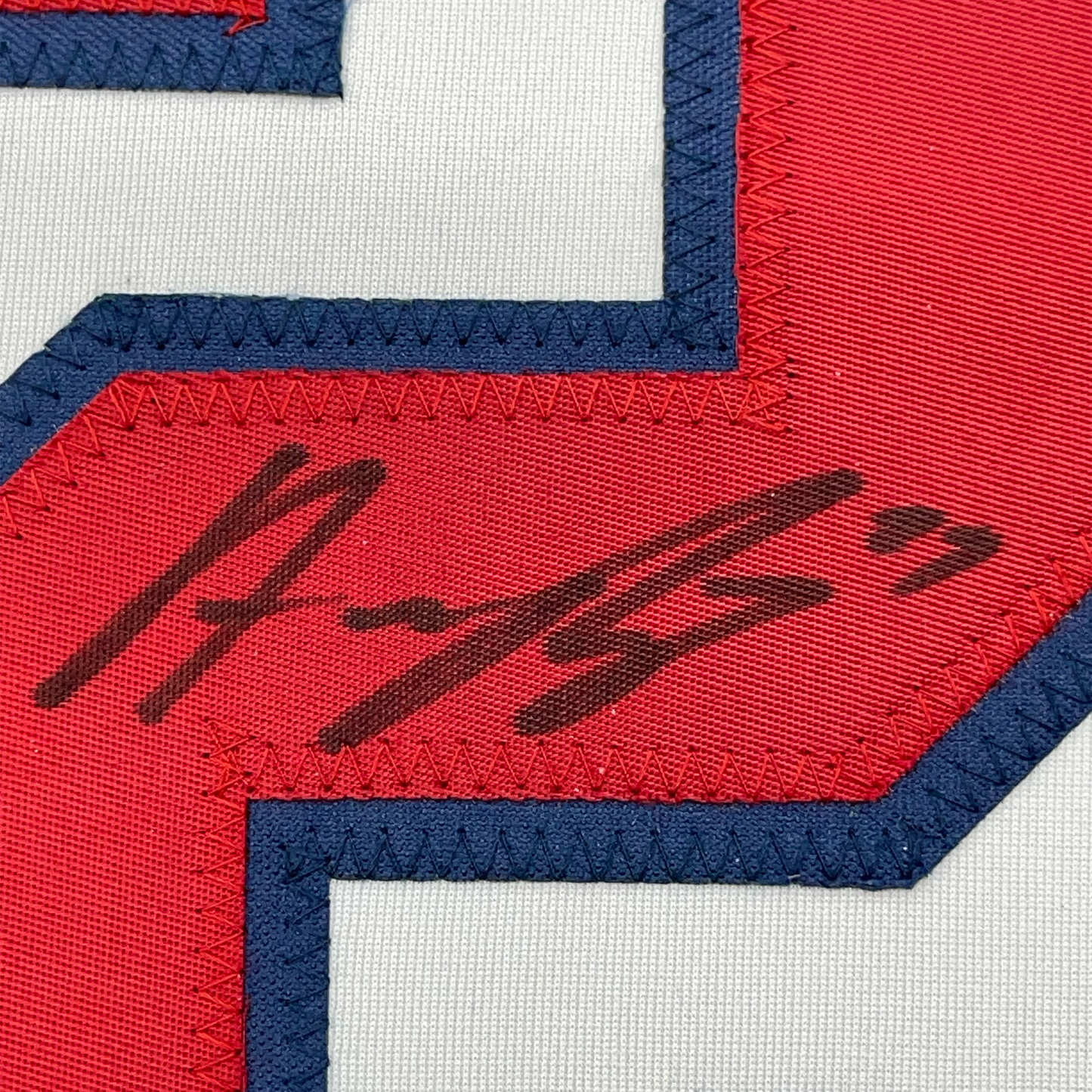 Framed Autographed/Signed Austin Riley 35x39 Atlanta White Baseball Jersey Beckett BAS COA