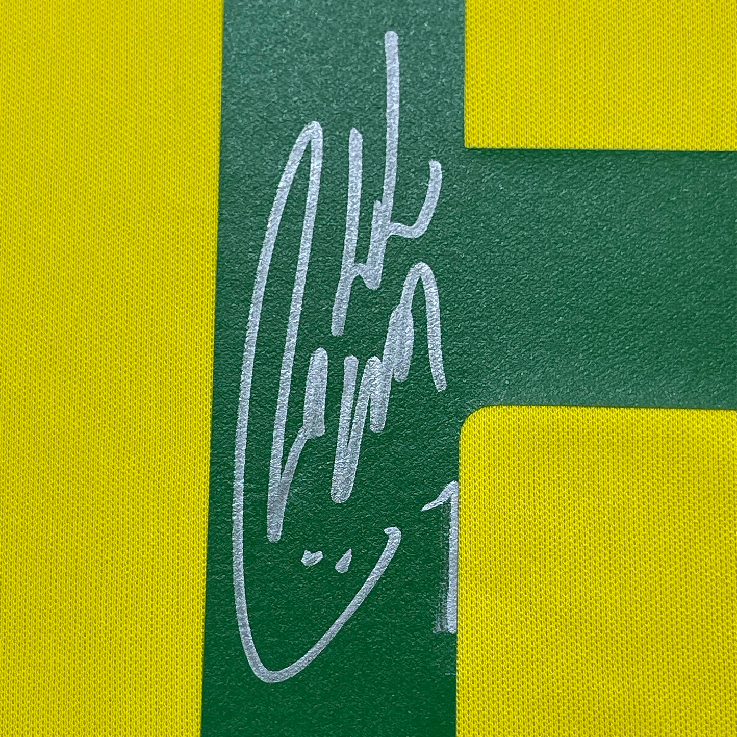 Framed Autographed/Signed Roberto Carlos 35x39 Brazil Yellow Soccer Jersey Beckett BAS COA