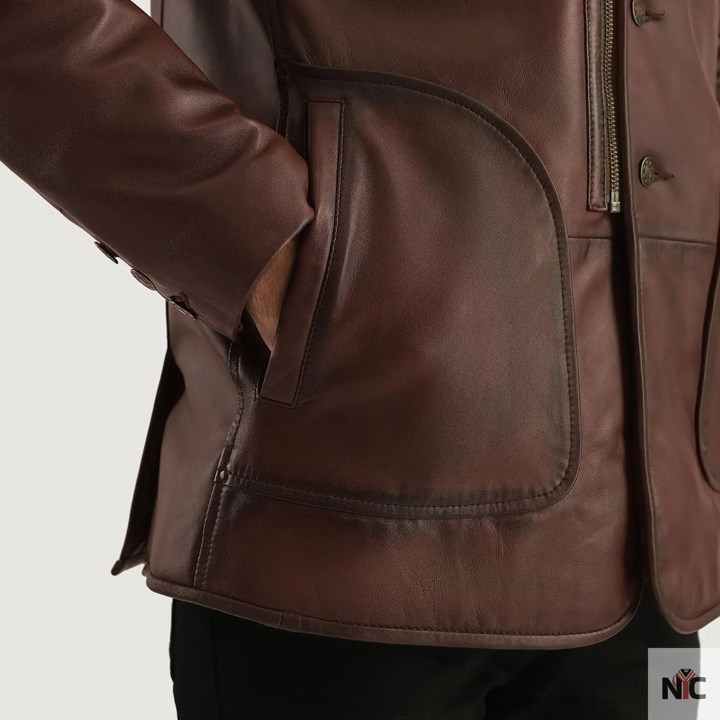 Rocky Brown Fur Leather Coat