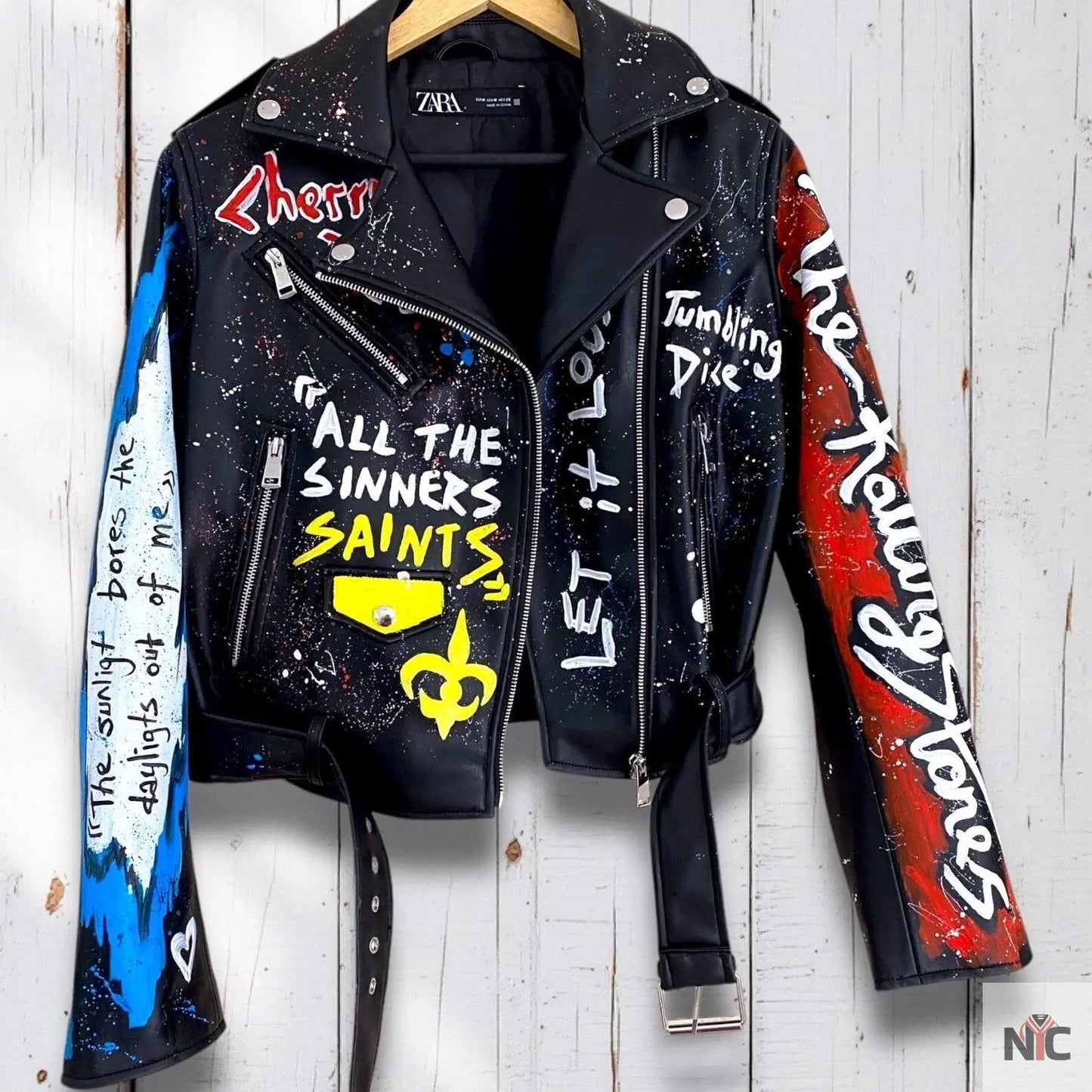 Rolling Stones, Rock 'n Roll, Hand-Painted Leather Jacket