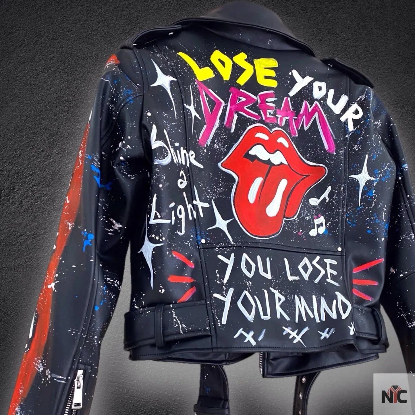 Rolling Stones, Rock 'n Roll, Hand-Painted Leather Jacket