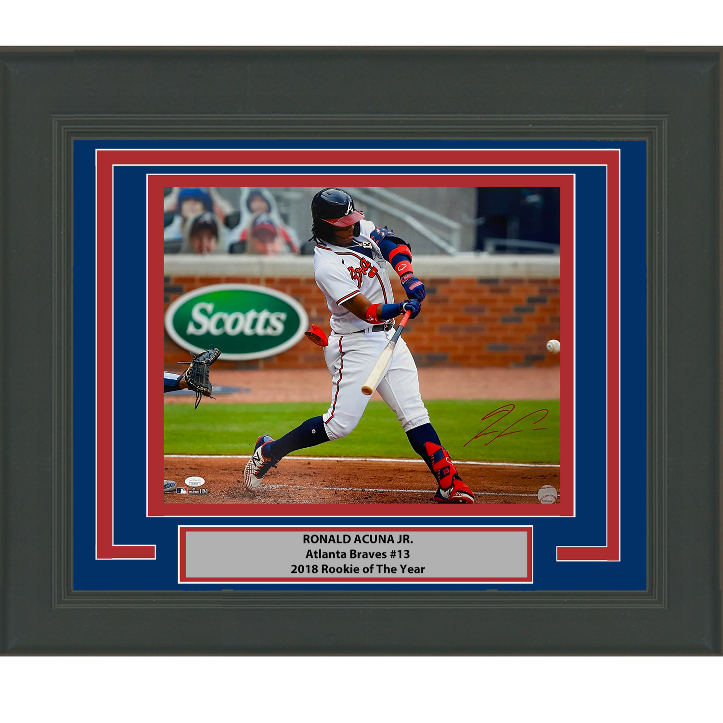 Framed Autographed/Signed Ronald Acuna Jr. Atlanta Braves 16x20 Baseball Photo JSA COA #2