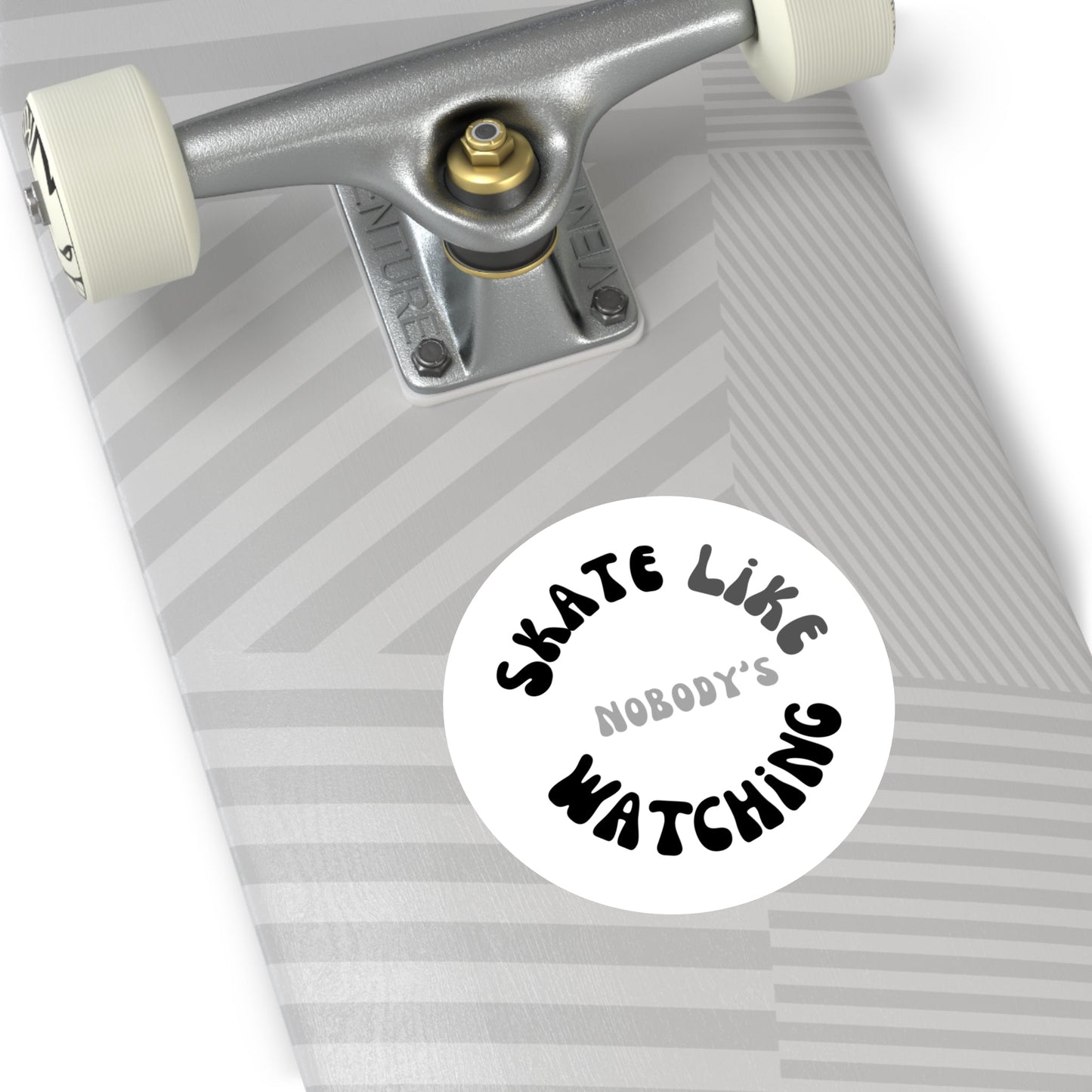 Round Monotone Skate Like Nobody's Watching Sticker