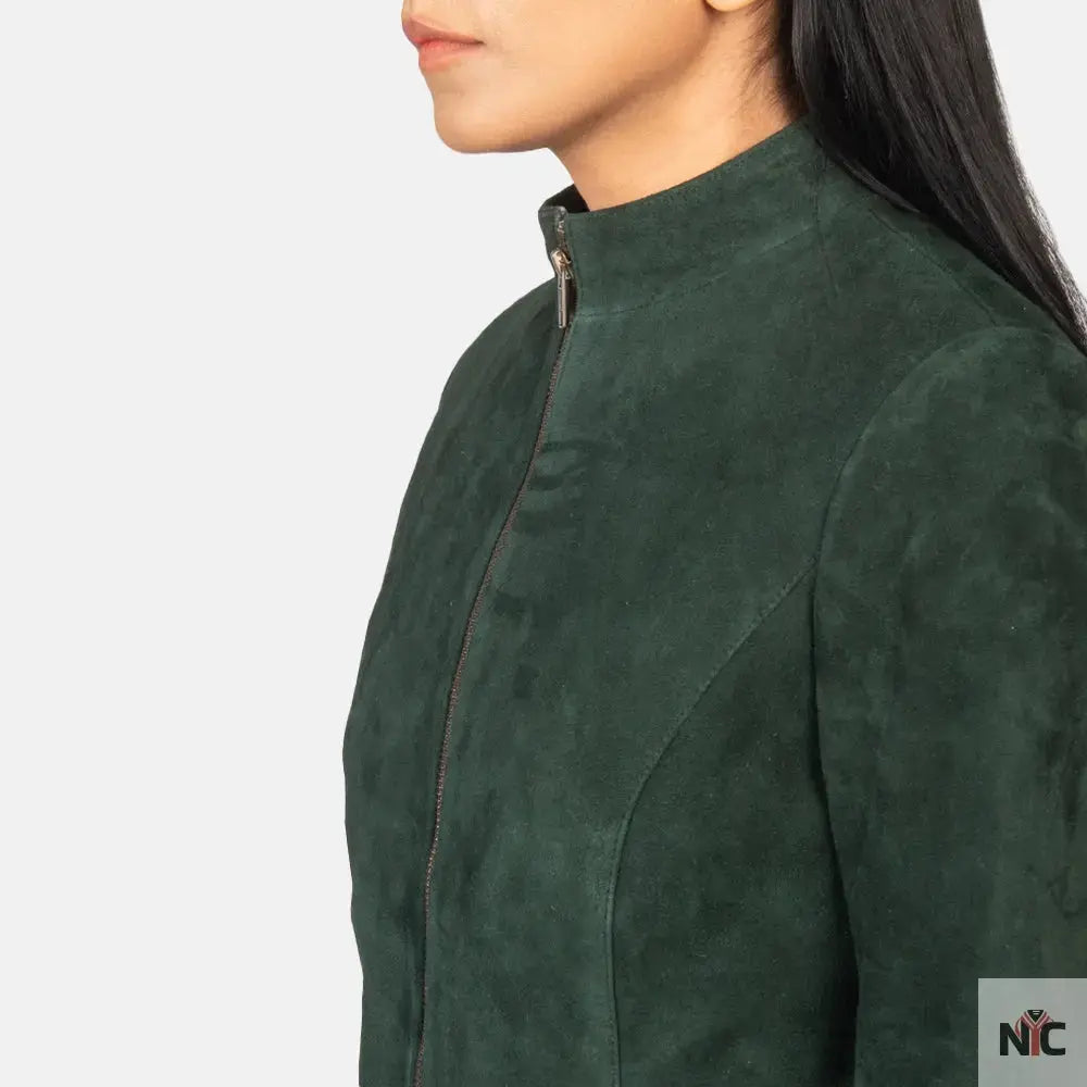 Rumella Green Suede Biker Jacket