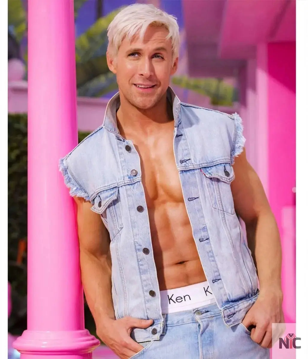Ryan Gosling Barbie Blue Denim Vest