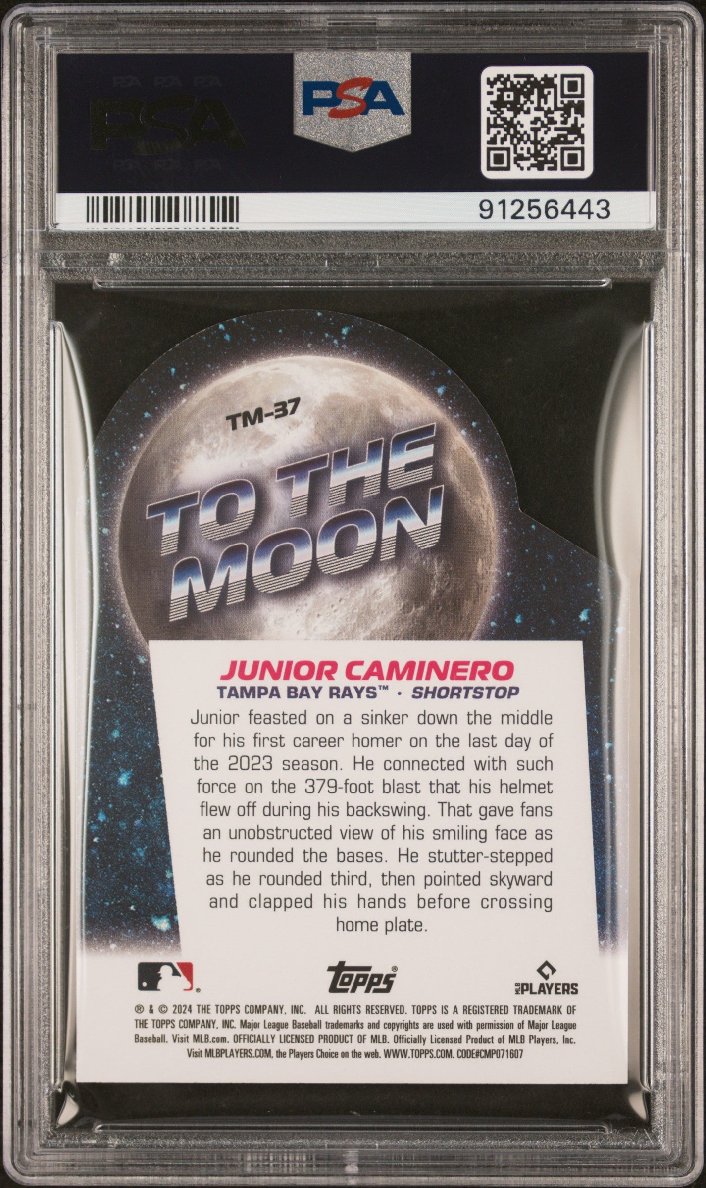 Graded 2024 Topps Big League Junior Caminero #TM37 To The Moon Die Cut Rookie RC Baseball Card PSA 10 Gem Mint