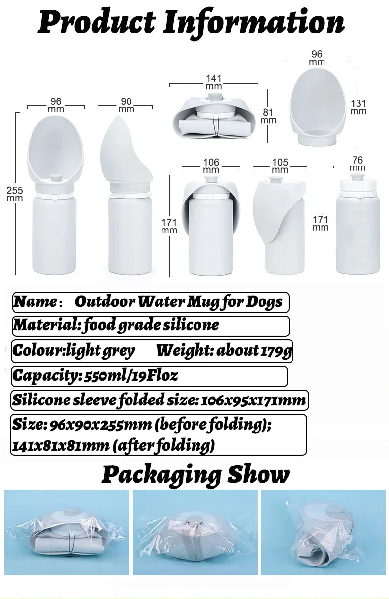 550ml Folding Pet Water Bottle - Portable Travel Mug for Dogs & Cats
