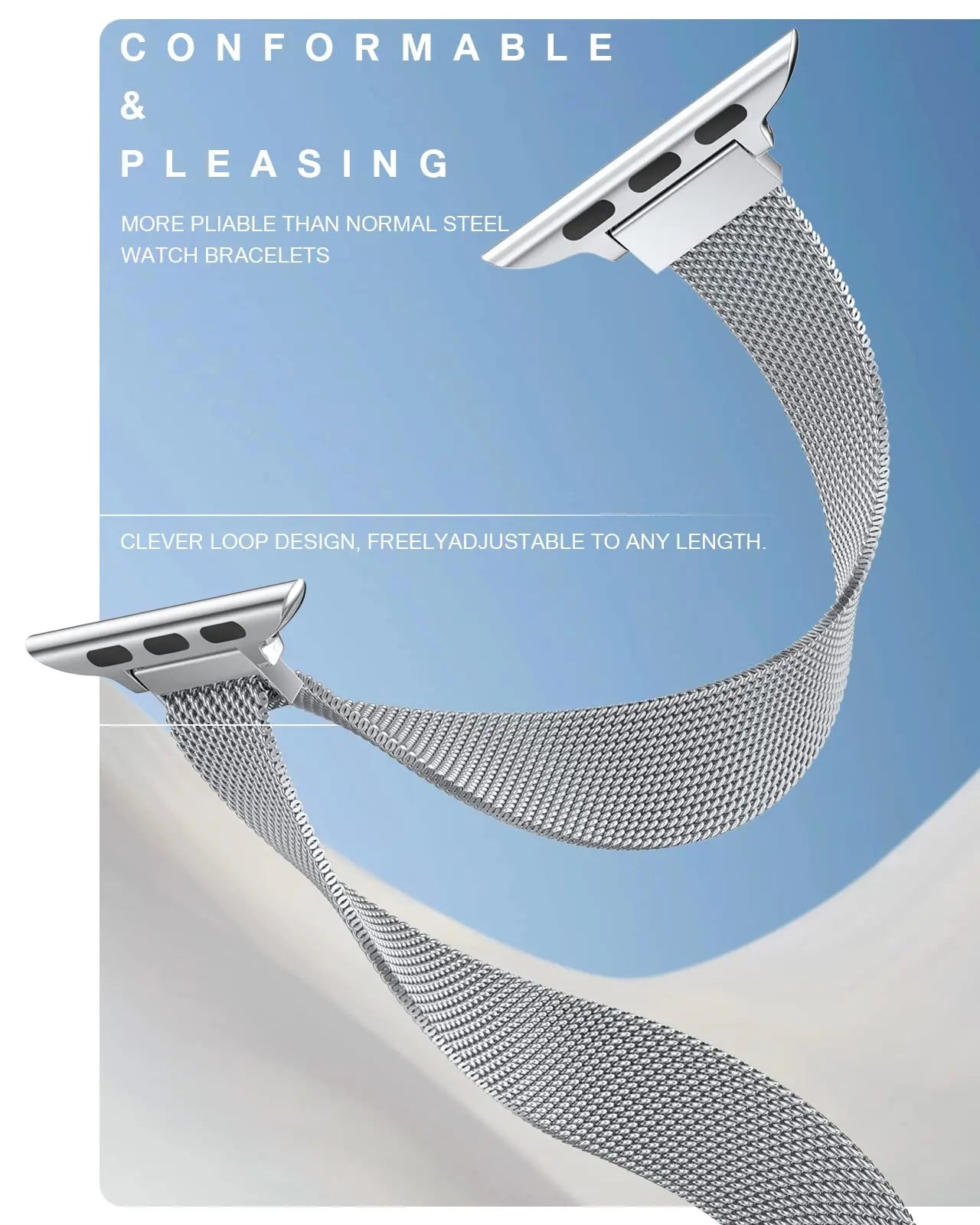 Apple Watch Slim Milanese Loop Band - Stainless Steel Mesh