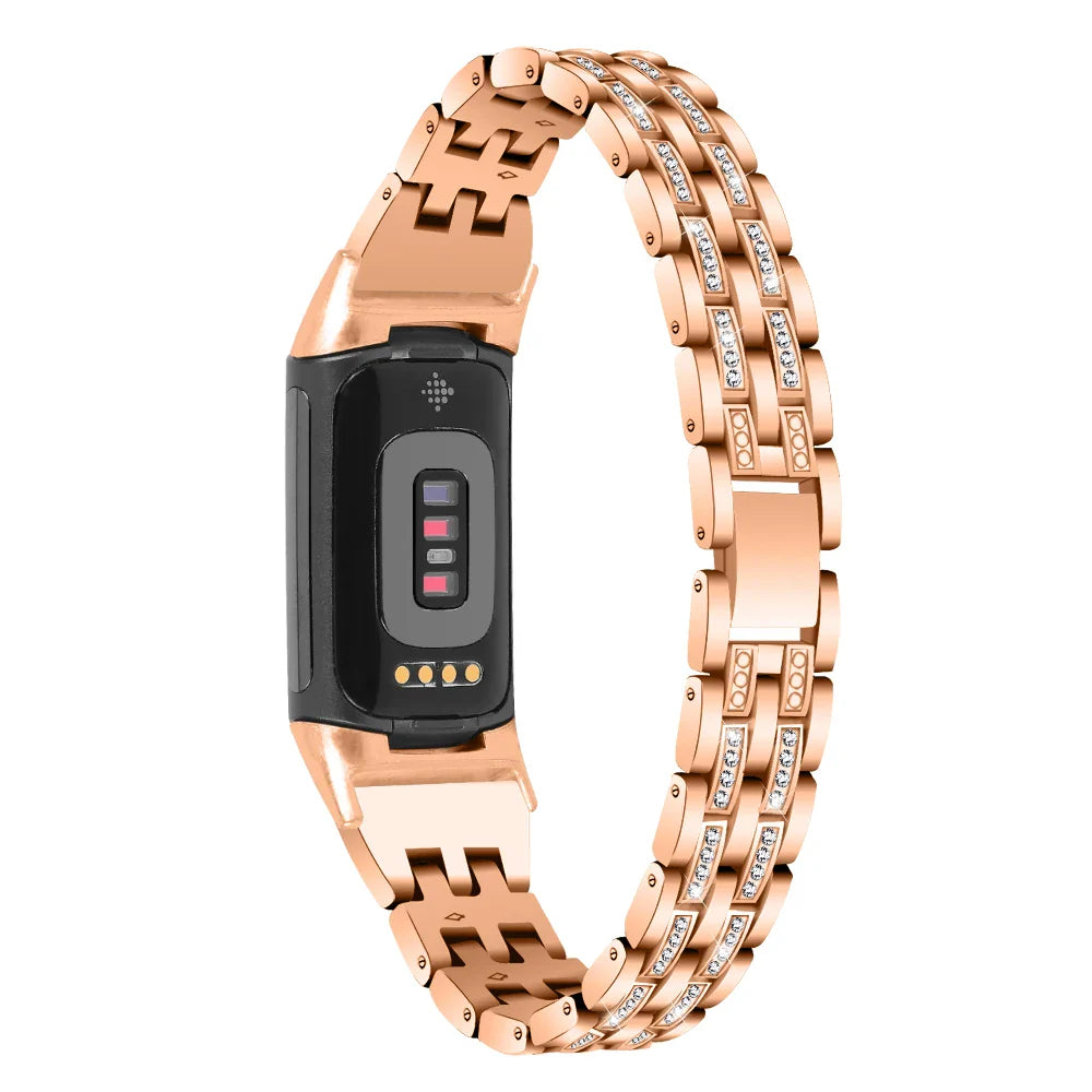 Fitbit Charge 5 6 Metal Band - Stylish Diamond Strap