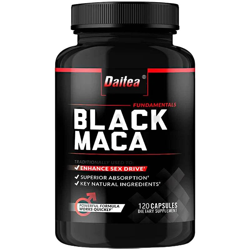 Organic Black Maca Capsules, Helps with Energy, Endurance, Mood Health, Antioxidant Support, Vegan, Non-GMO
