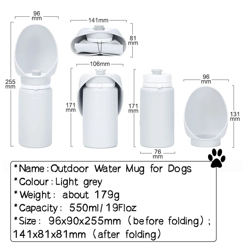 550ml Folding Pet Water Bottle - Portable Travel Mug for Dogs & Cats
