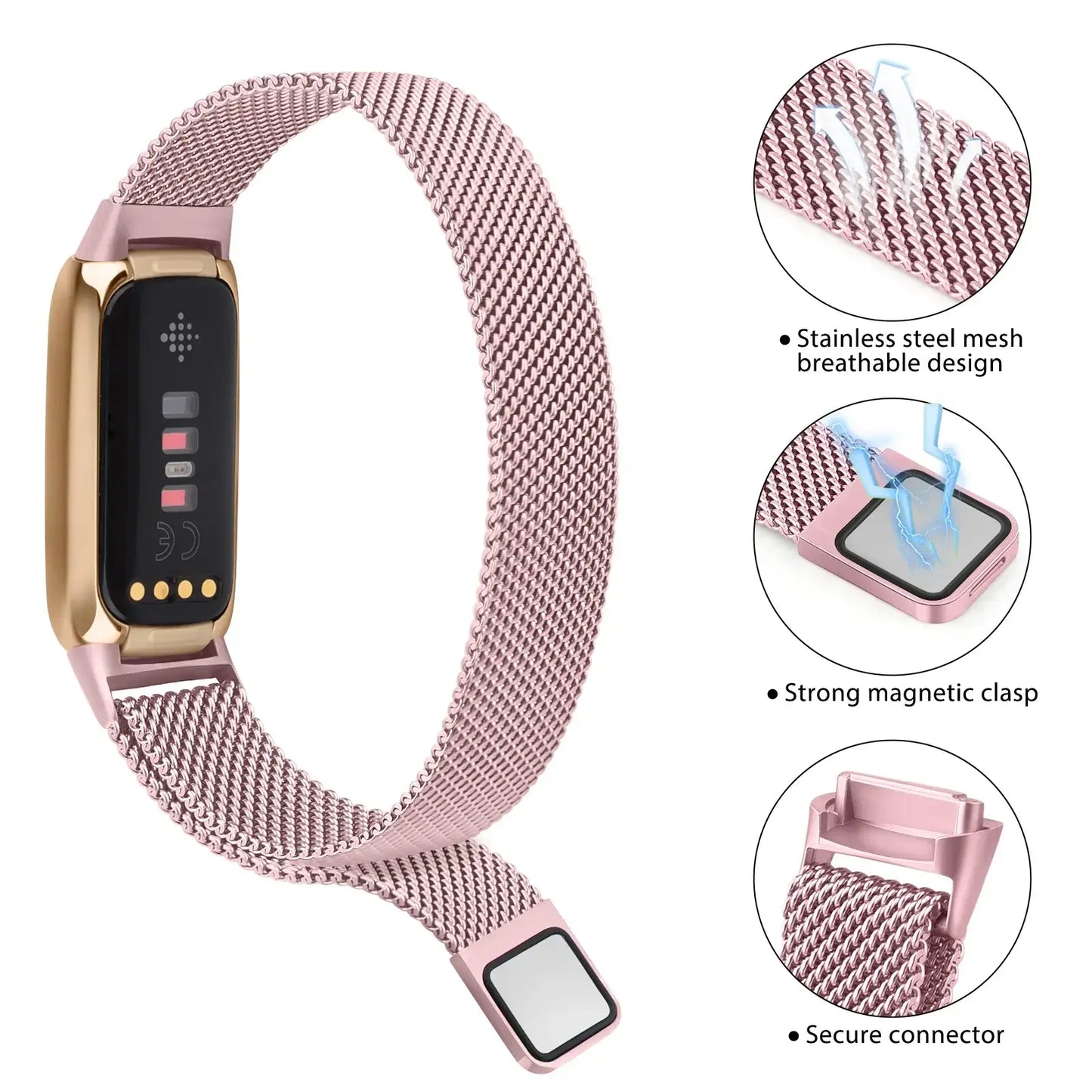 Fitbit Luxe Steel Magnetic Band - Elegant Mesh Design