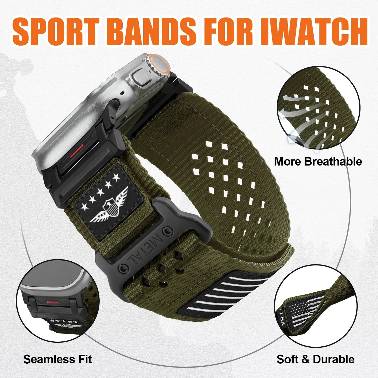Apple Watch Nylon Band - Sport Loop - Breathable and Durable
