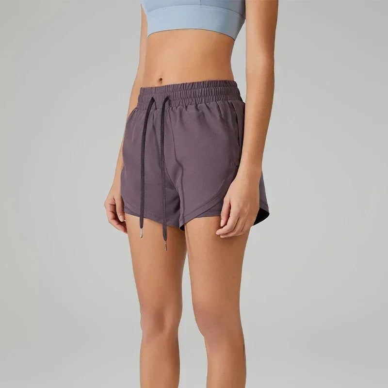 2-in-1 Women's Running Yoga Shorts with Compression Liner