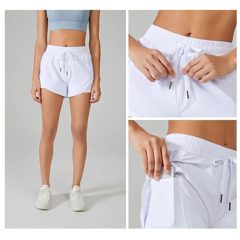 2-in-1 Women's Running Yoga Shorts with Compression Liner