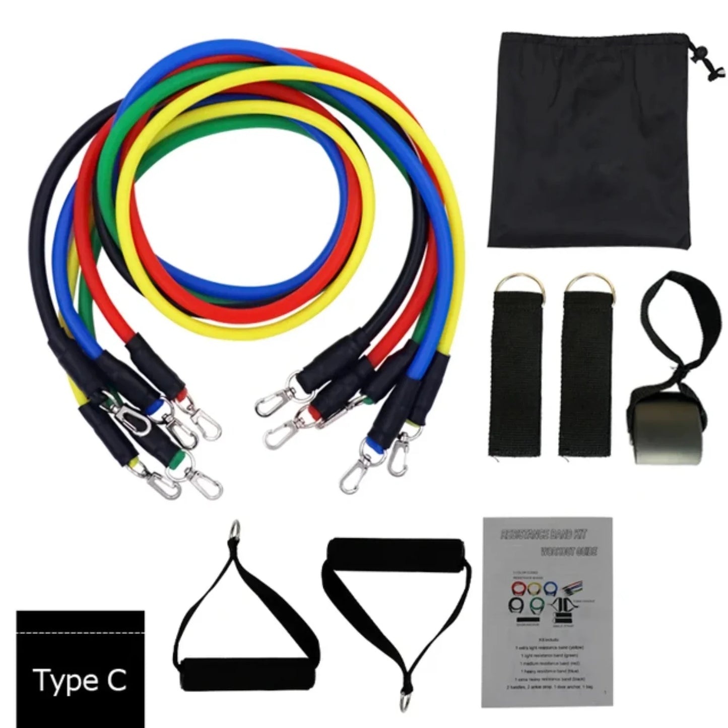 11 Piece Resistance Band Set - Tube Bands Door Anchor Handles