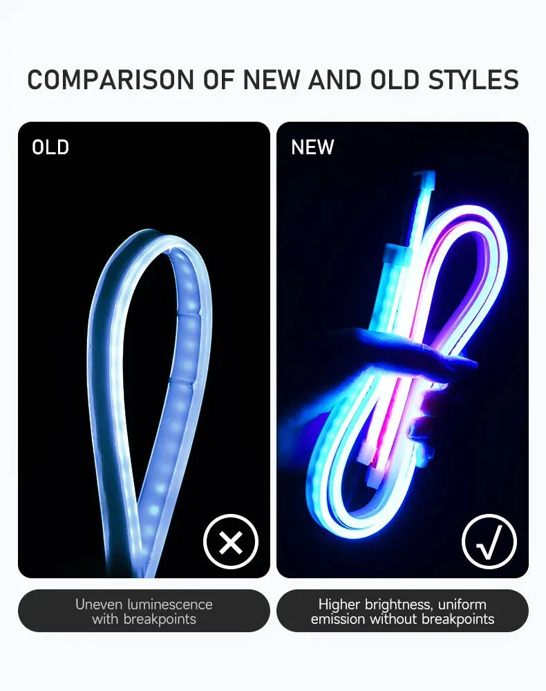 12V RGB LED Daytime Running Lights - APP Controlled, Ultra-thin Flexible Strip, 2 Pcs