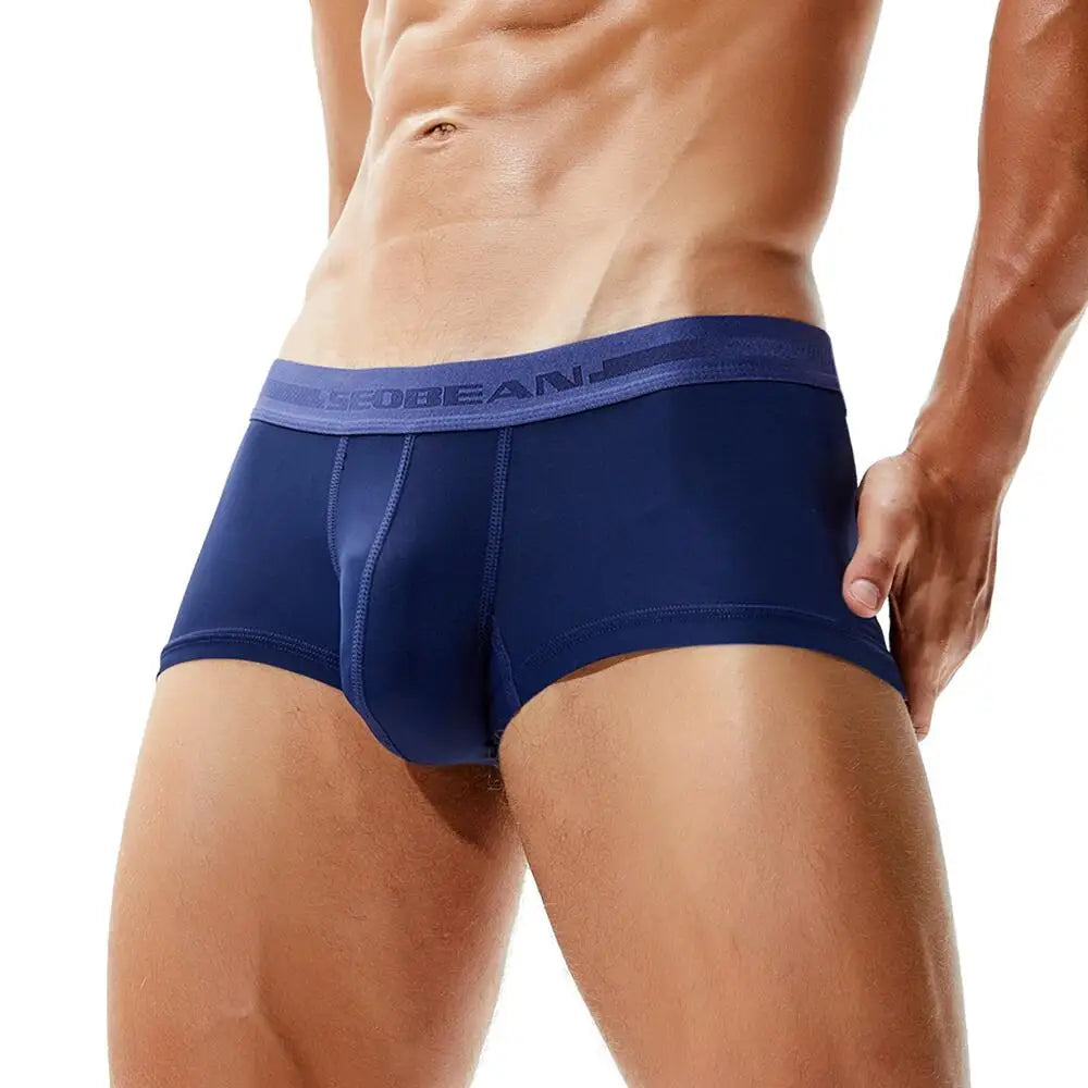 SEOBEAN Men’s Low-Waist Boxers with Contour Pouch – Nylon Spandex Blend