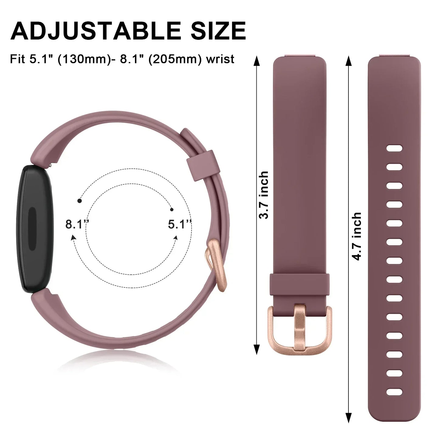 Fitbit Inspire 3, 2, 1, HR, Silicone Band - Soft Waterproof Strap
