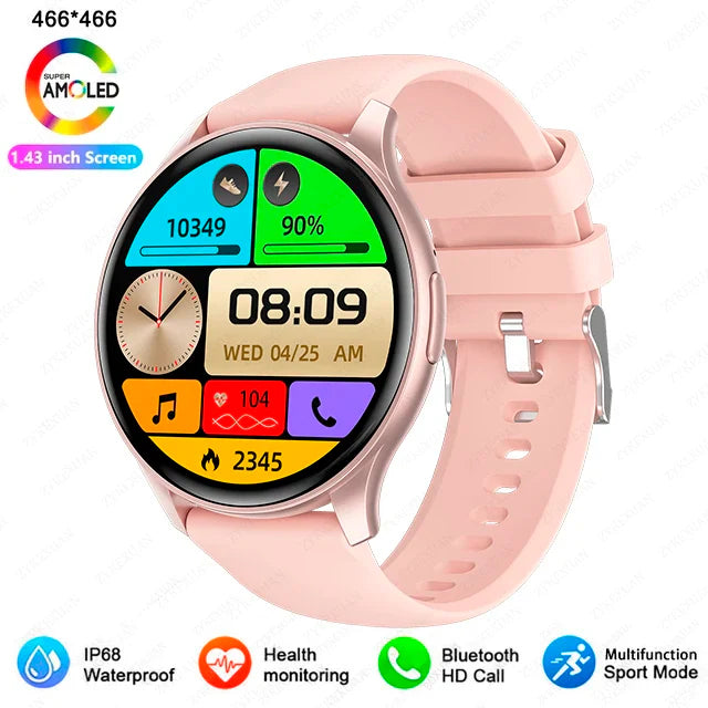 2025 New For Xiaomi Huawei 1.43 inches Bluetooth Call Smartwatch Women Men AMOLED 466*466 HD Pixel Display Smartwatches Ladies