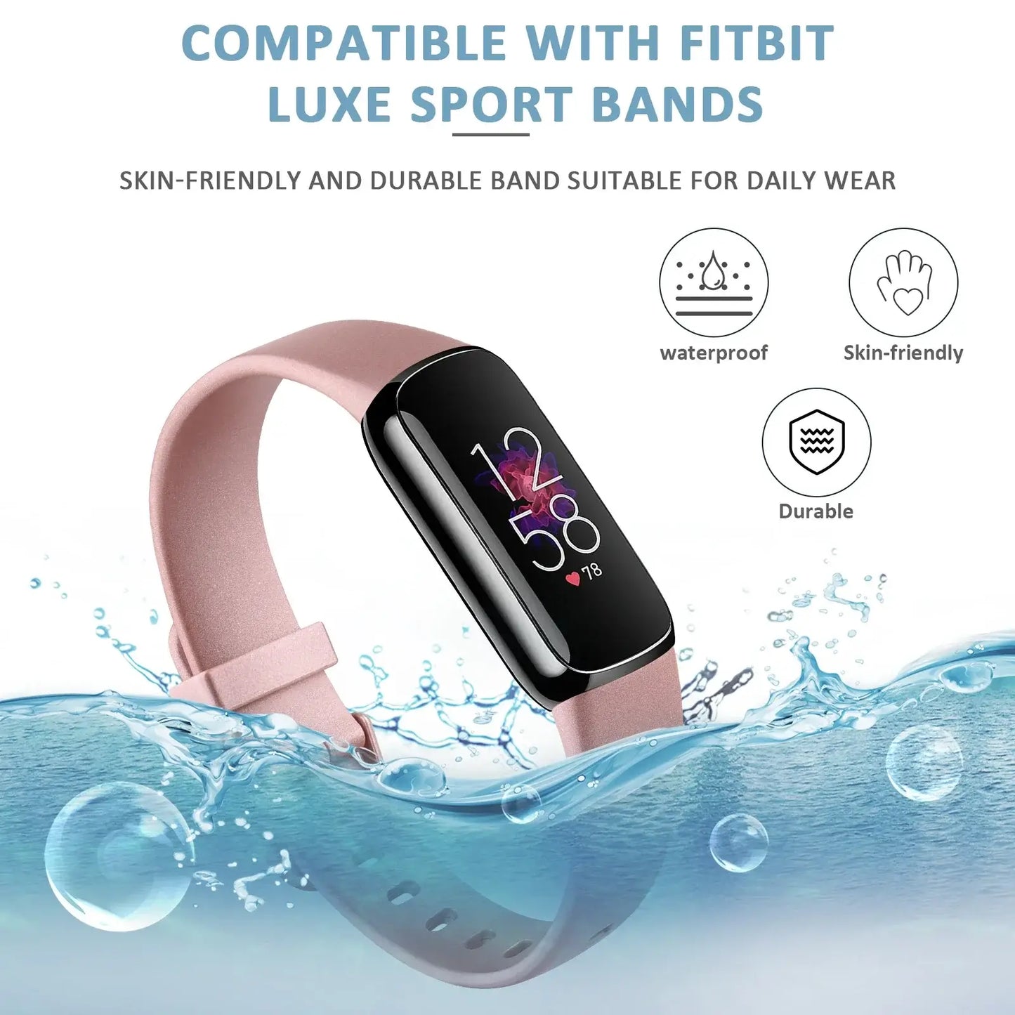 Fitbit Luxe Silicone Band - Soft Waterproof Comfortable Strap
