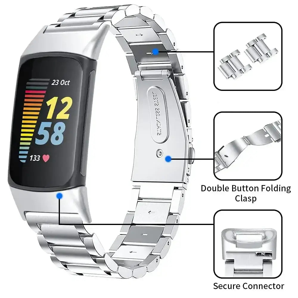 Fitbit Charge 5 6 Stainless Steel Band - Sleek Durable Design