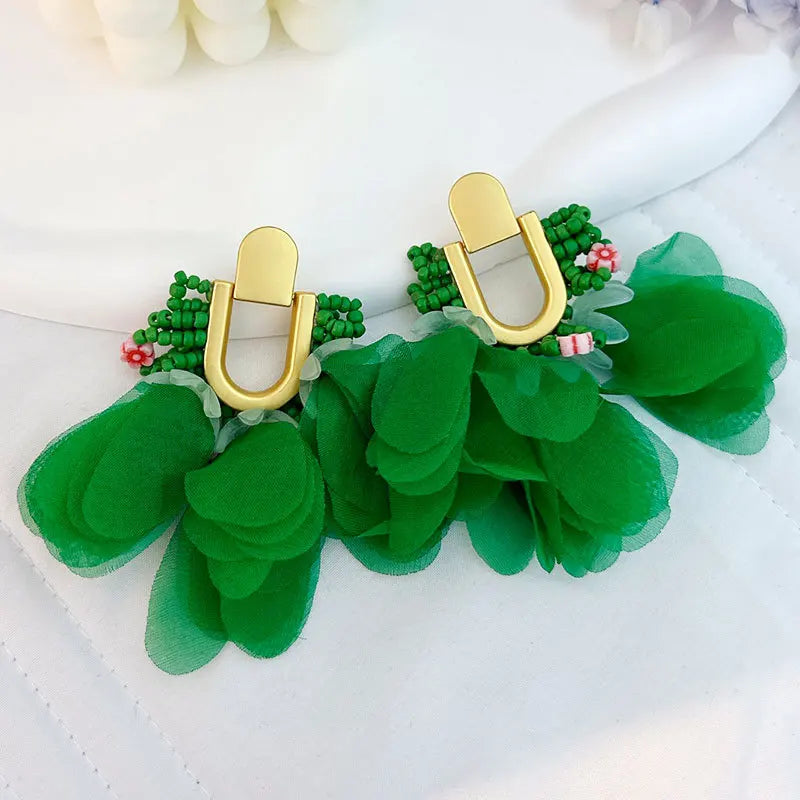 Handmade Cotton Long Tassel Earrings