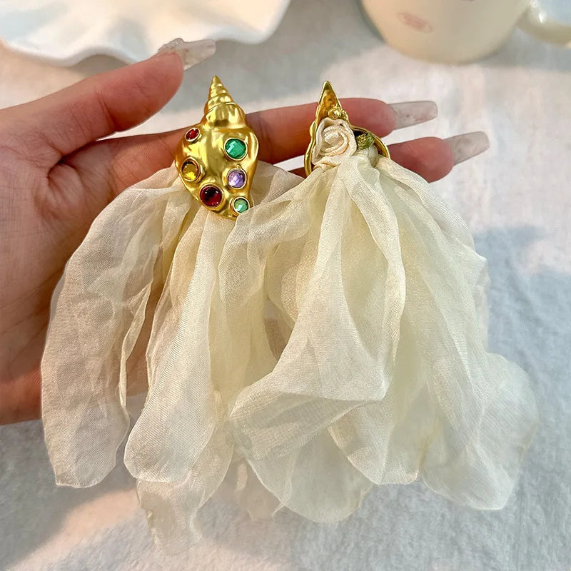 Handmade Cotton Long Tassel Earrings