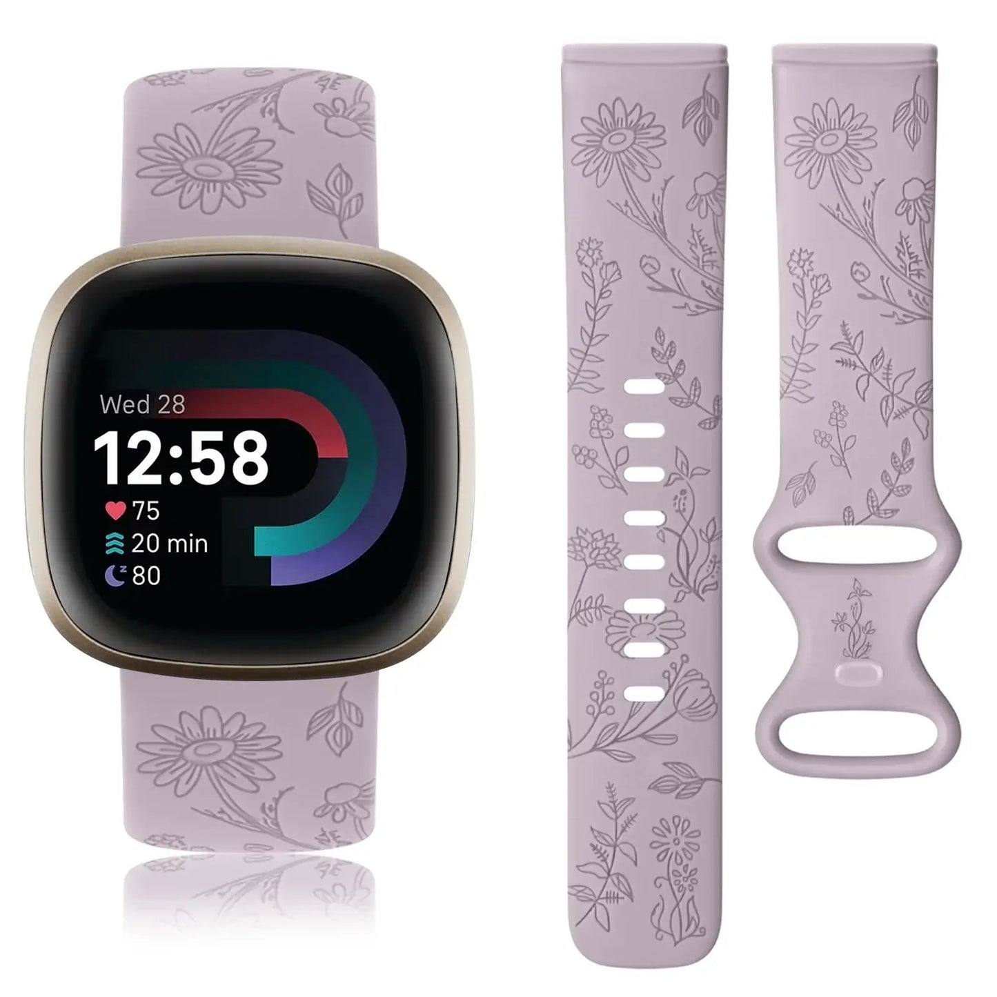 Fitbit Versa & Sense Silicone Band - Durable Floral Design