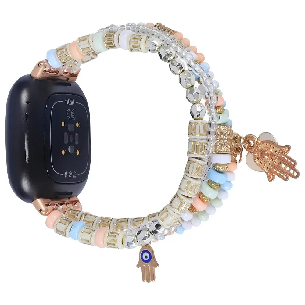 Fitbit Versa & Sense Beaded Elastic Band - Stylish Boho