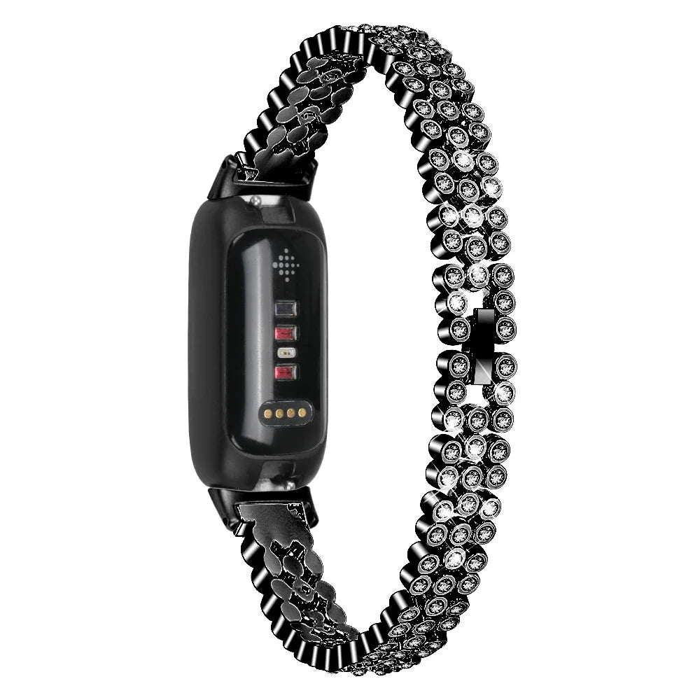 Fitbit Inspire 3 Metal Strap - Elegant Bling Design Bracelet