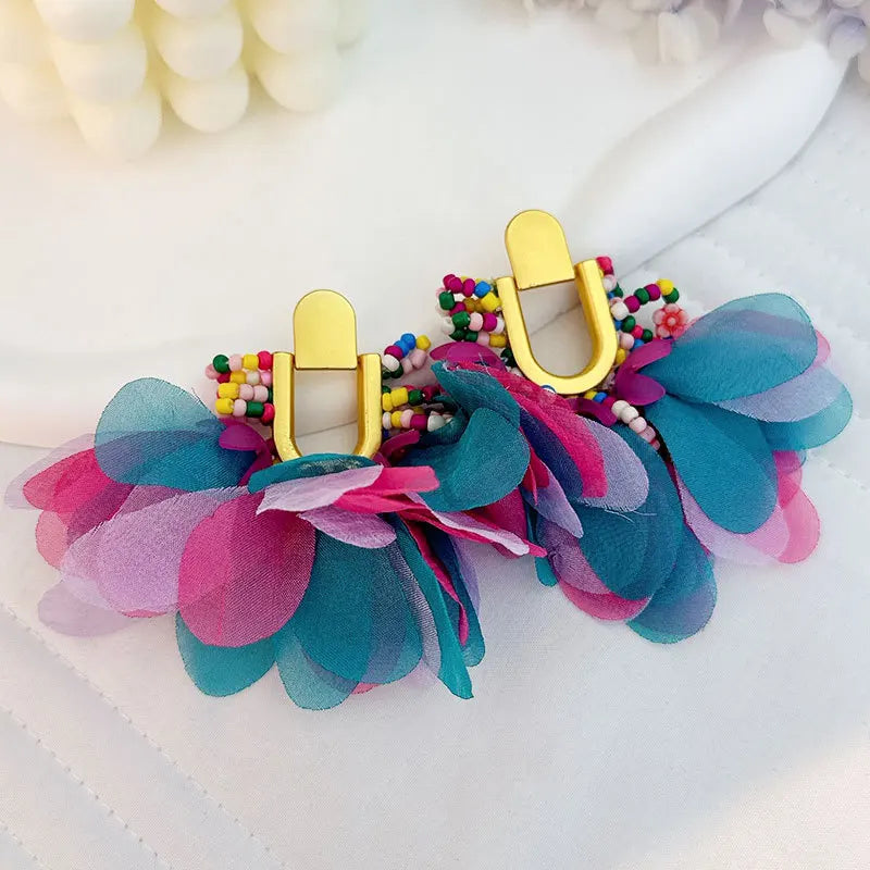 Handmade Cotton Long Tassel Earrings
