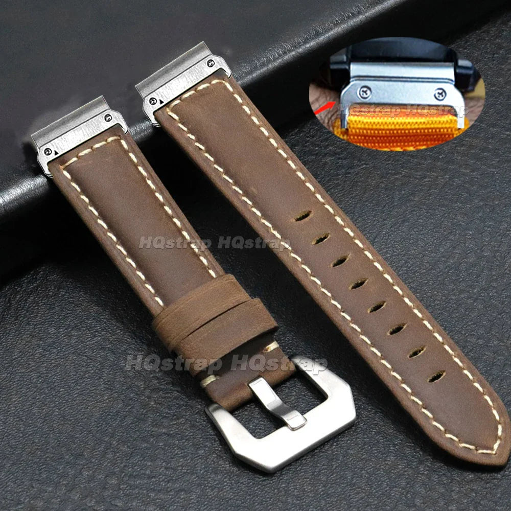 Garmin Vintage Leather Strap - Classic and Comfortable Band