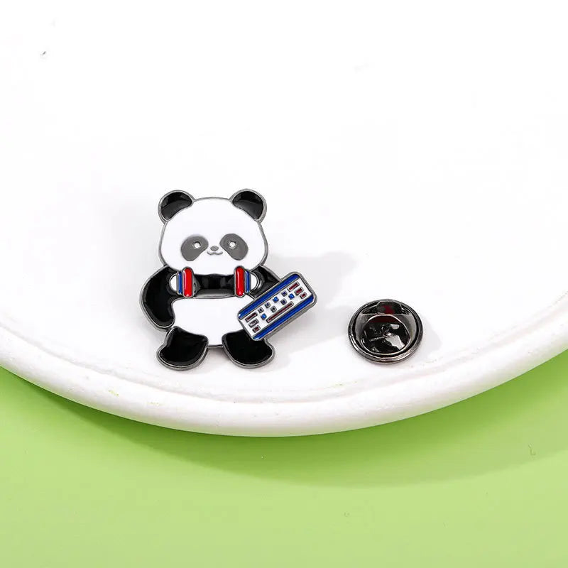 Cartoon Panda Athlete Enamel Pins: Basketball, Baseball, Swimming, Skateboard Brooch Badge Lapel Jewelry Gifts