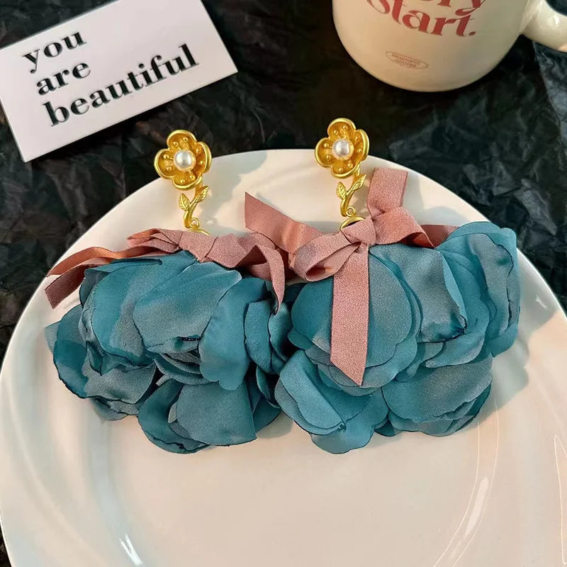 Handmade Cotton Long Tassel Earrings