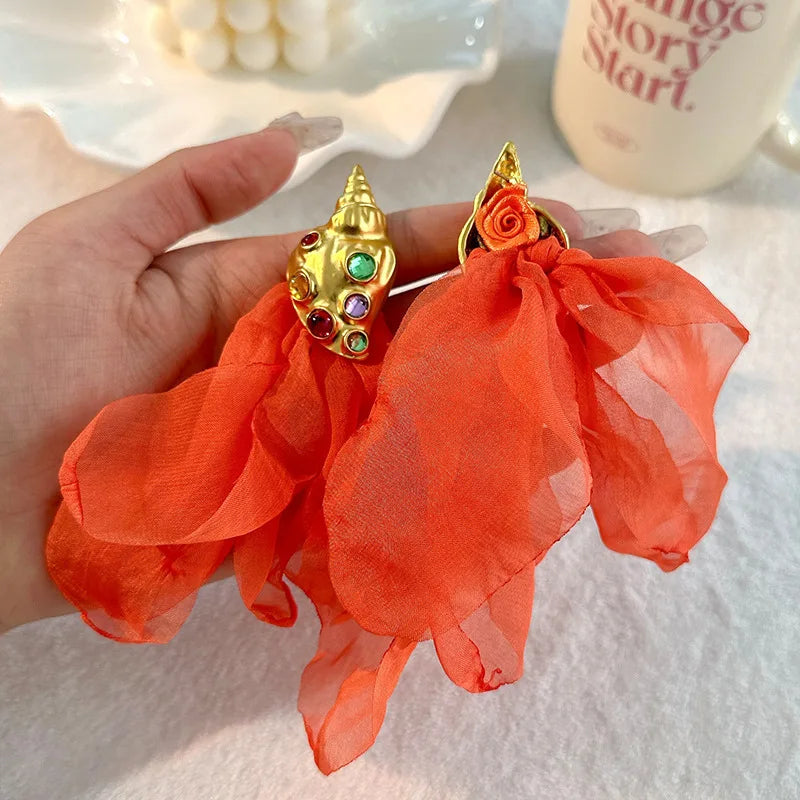 Handmade Cotton Long Tassel Earrings