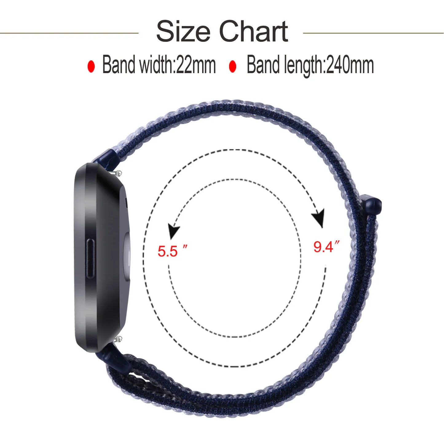 Nylon Velcro Fitbit Versa & Sense Bands