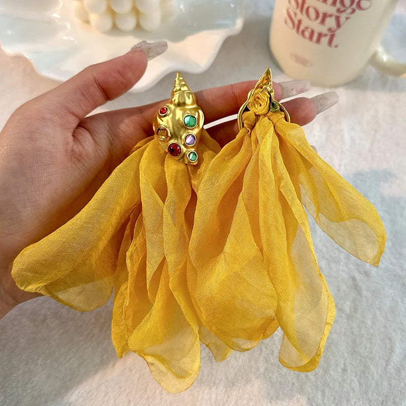 Handmade Cotton Long Tassel Earrings