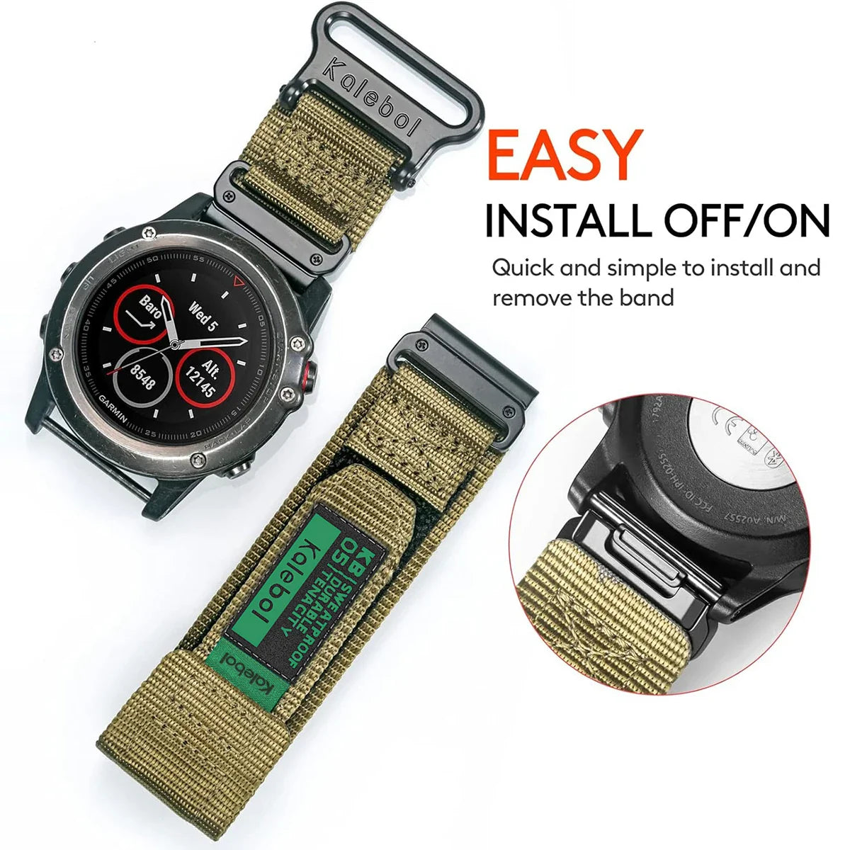 Garmin Nylon Loop Strap - Breathable Tactical Sports Band