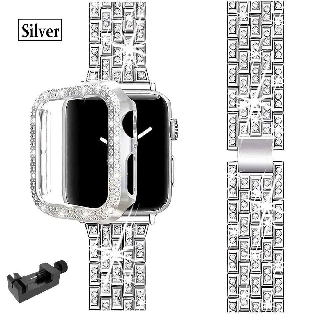 Apple Watch Bedazzled Stainless Steel Strap - Elegant Design