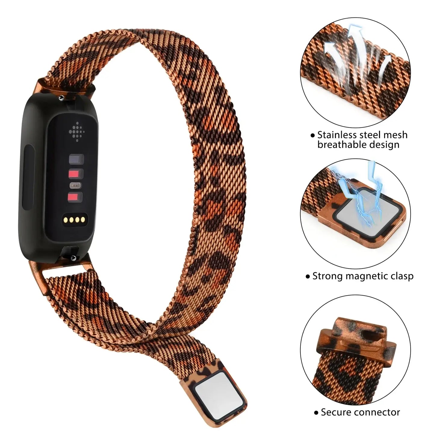 Fitbit Inspire 3 Metal Magnetic Loop Band – Stainless Steel Mesh Strap