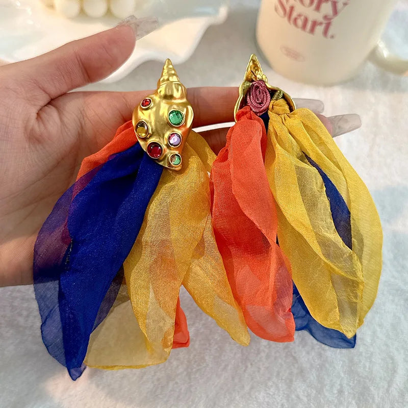 Handmade Cotton Long Tassel Earrings