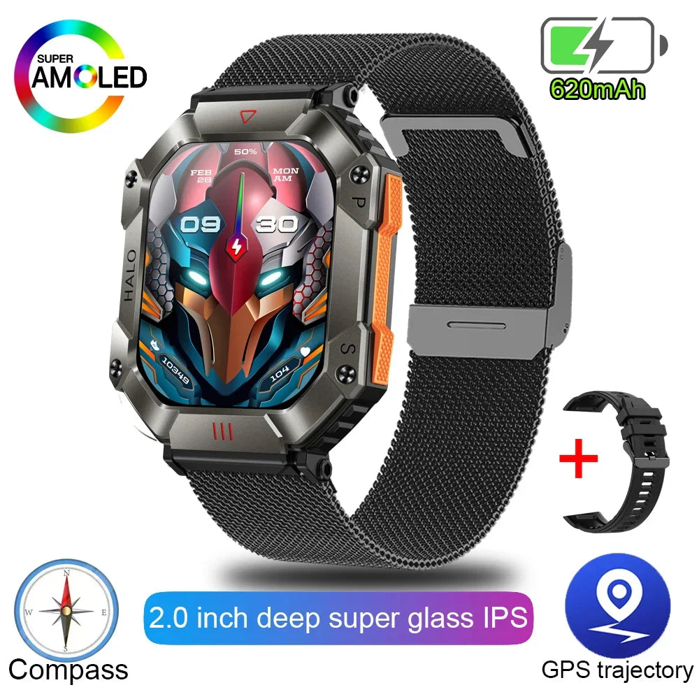 2024 New Outdoor Sports Smart Watch Altitude Pressure Compass Heart Rate Blood Oxygen Monitoring Bluetooth Call Smartwatches 