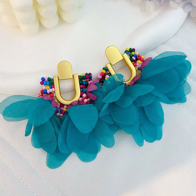 Handmade Cotton Long Tassel Earrings