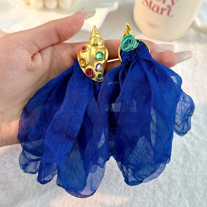 Handmade Cotton Long Tassel Earrings