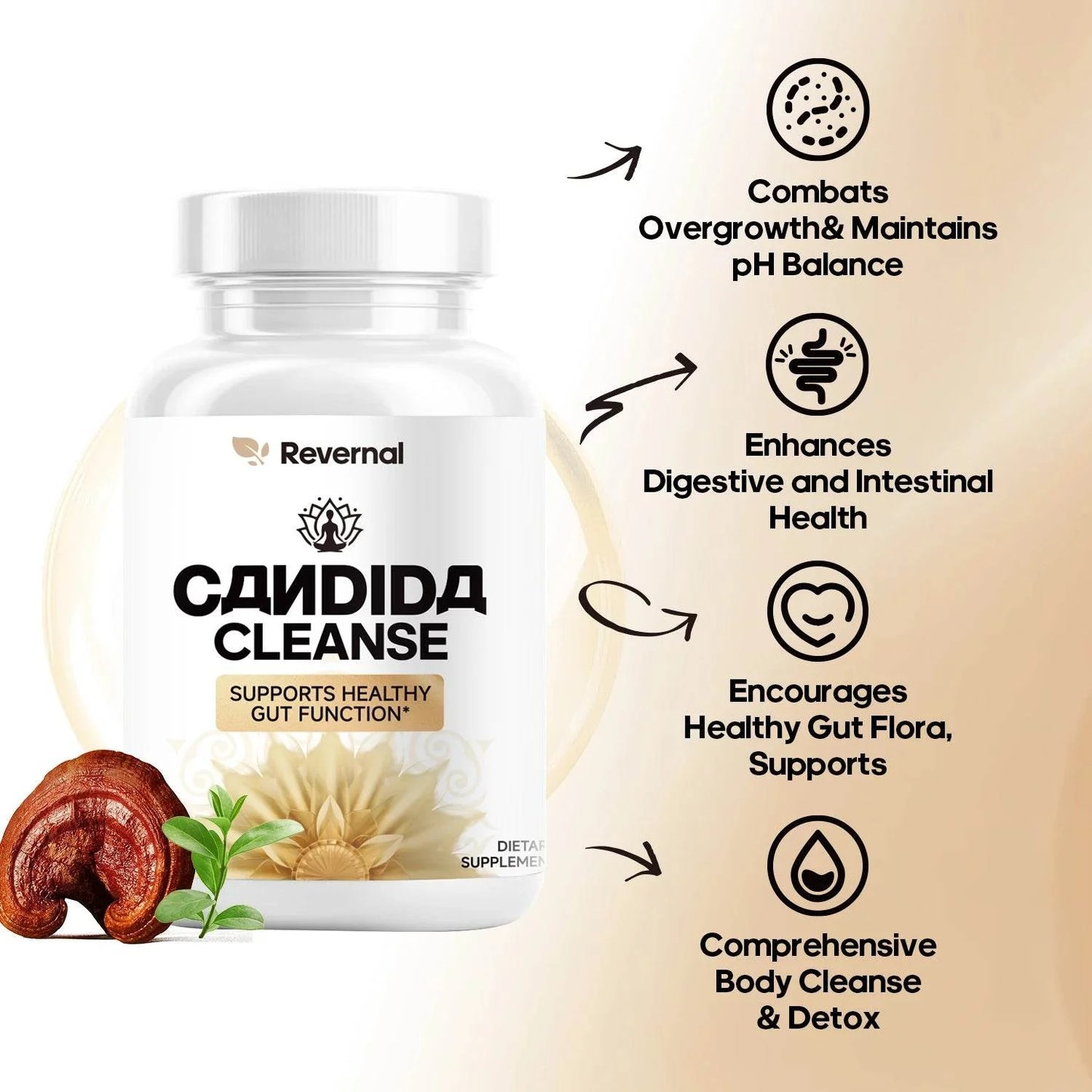 Candida Cleanse - Gut & Colon Support (60 Capsules) - for Men & Women - Natural Herbs for Intestinal Detox - Anti Yeast Overgrow