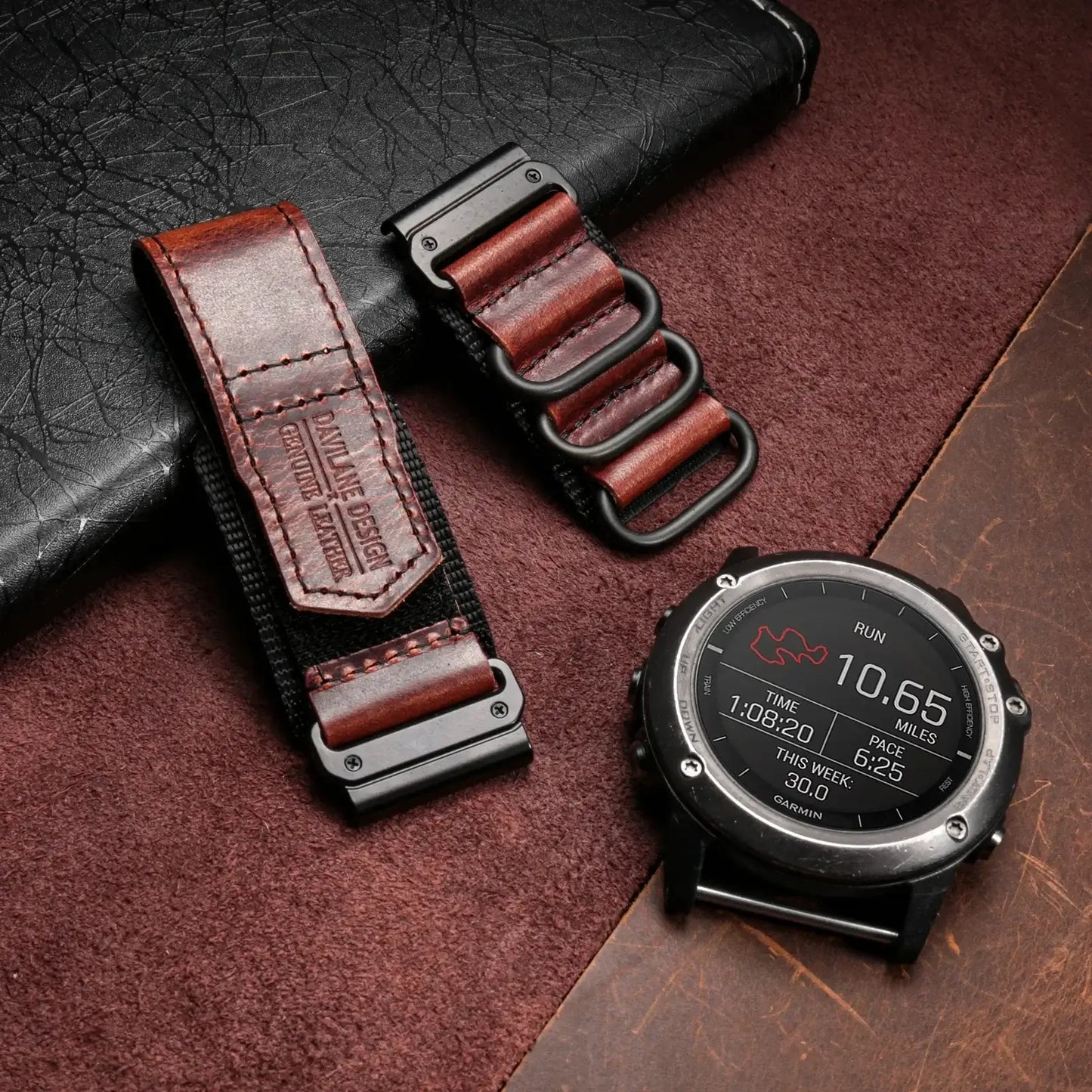 Genuine Leather Garmin Watch Strap - QuickFit Stylish Band