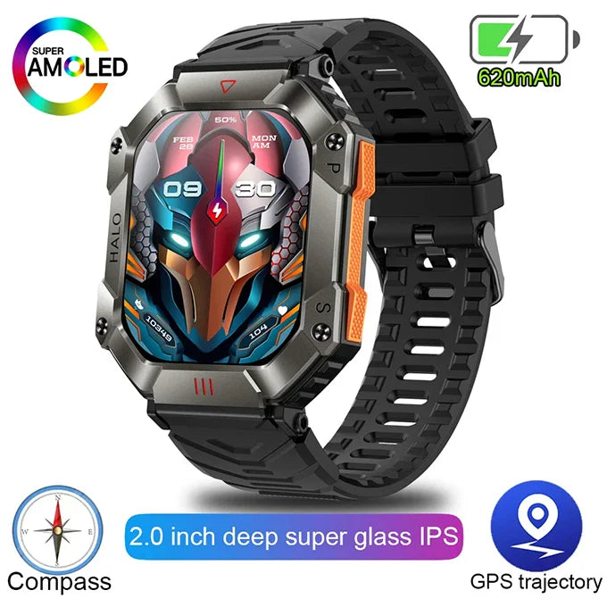 2024 New Outdoor Sports Smart Watch Altitude Pressure Compass Heart Rate Blood Oxygen Monitoring Bluetooth Call Smartwatches 