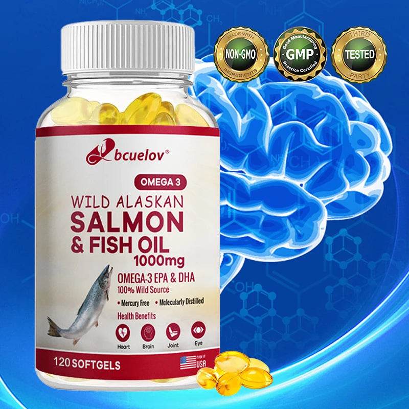 Omega 3 EPA/DHA Fish Oil 1000 mg - Fish Oil Supplement - Supports Heart Health, Pain Relief & Cognitive Function, 120 Capsules