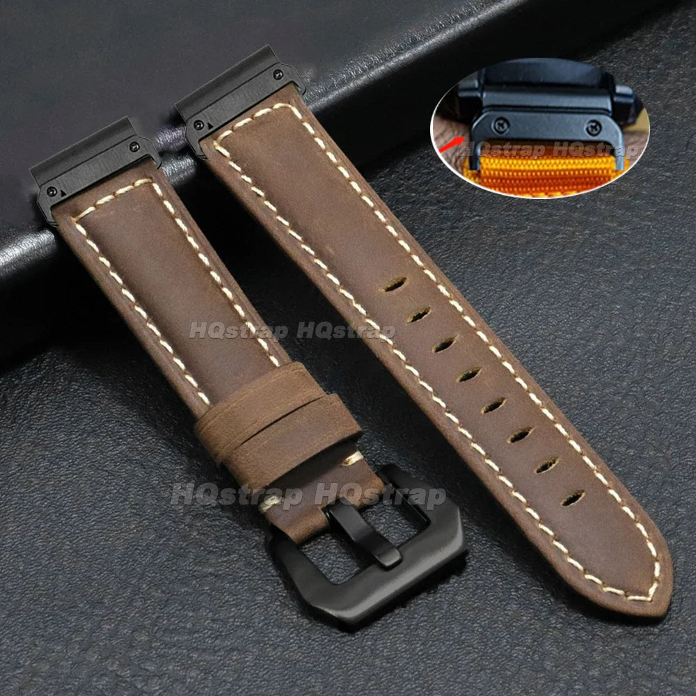 Garmin Vintage Leather Strap - Classic and Comfortable Band